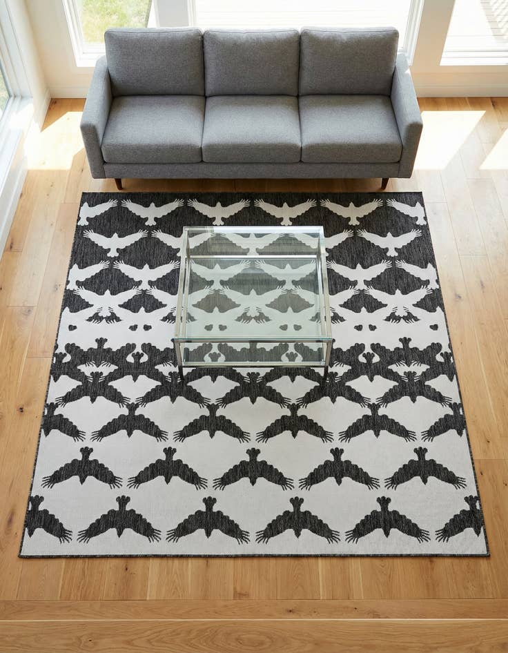 Detail image of 7' 10 x 7' 10 Washable Modern Indoor / Outdoor Square Rug
