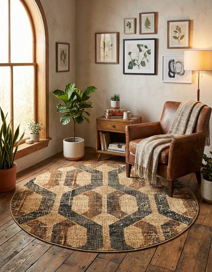 Detail image of 5' 3 x 5' 3 Saturn Round Rug