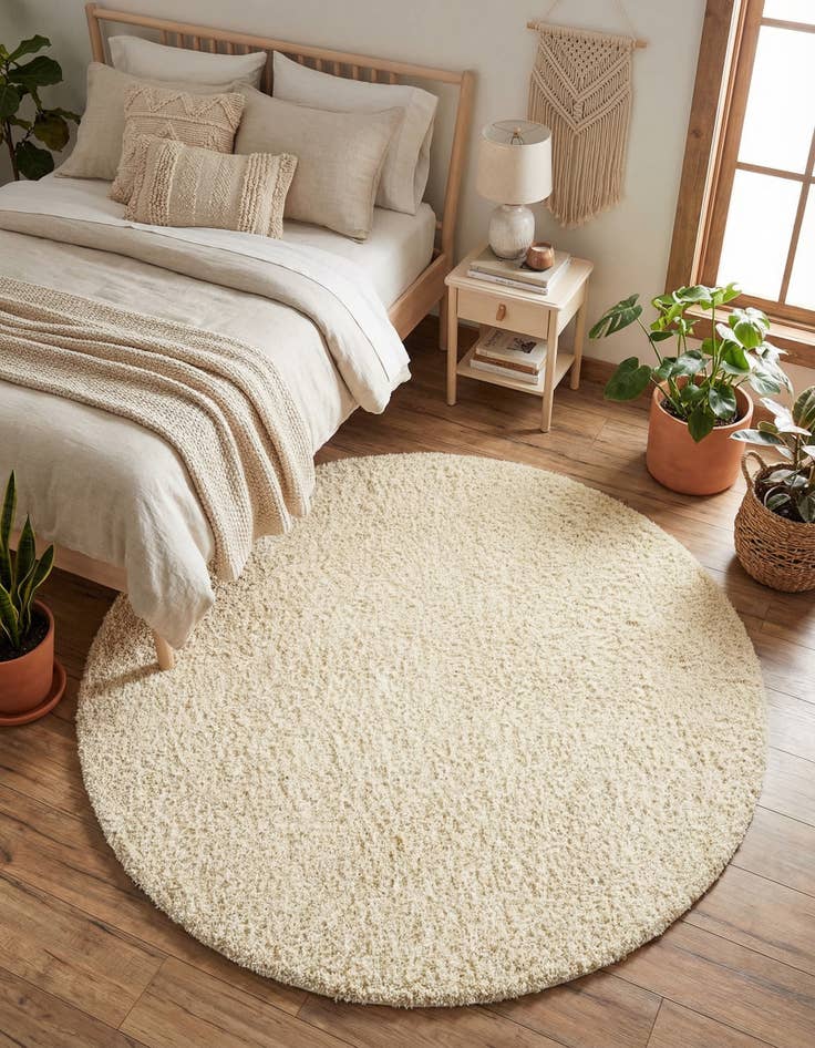 Detail image of 5' 3 x 5' 3 Solid Shag Round Rug