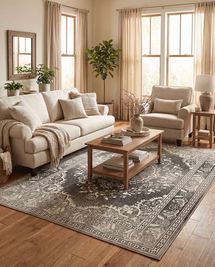 6' x 9' Easy-Clean Traditional Indoor / Outdoor Rug