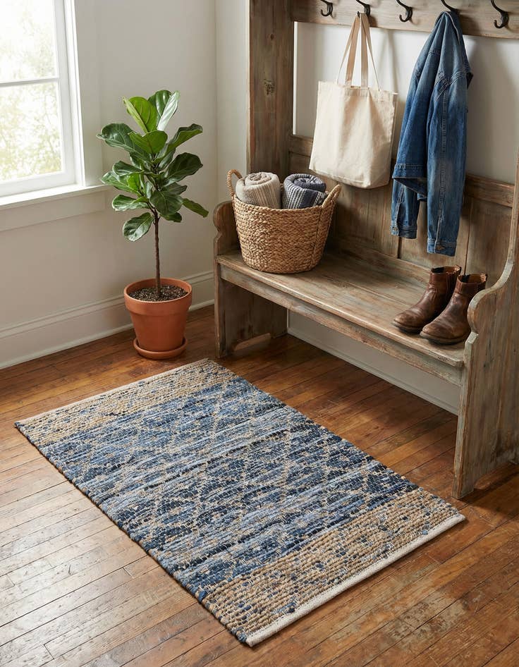 Detail image of 2' x 3' 1  Hand Woven Chindi Trellis Rug