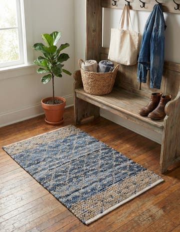 2' x 3' 1 Hand Woven Chindi Trellis Rug