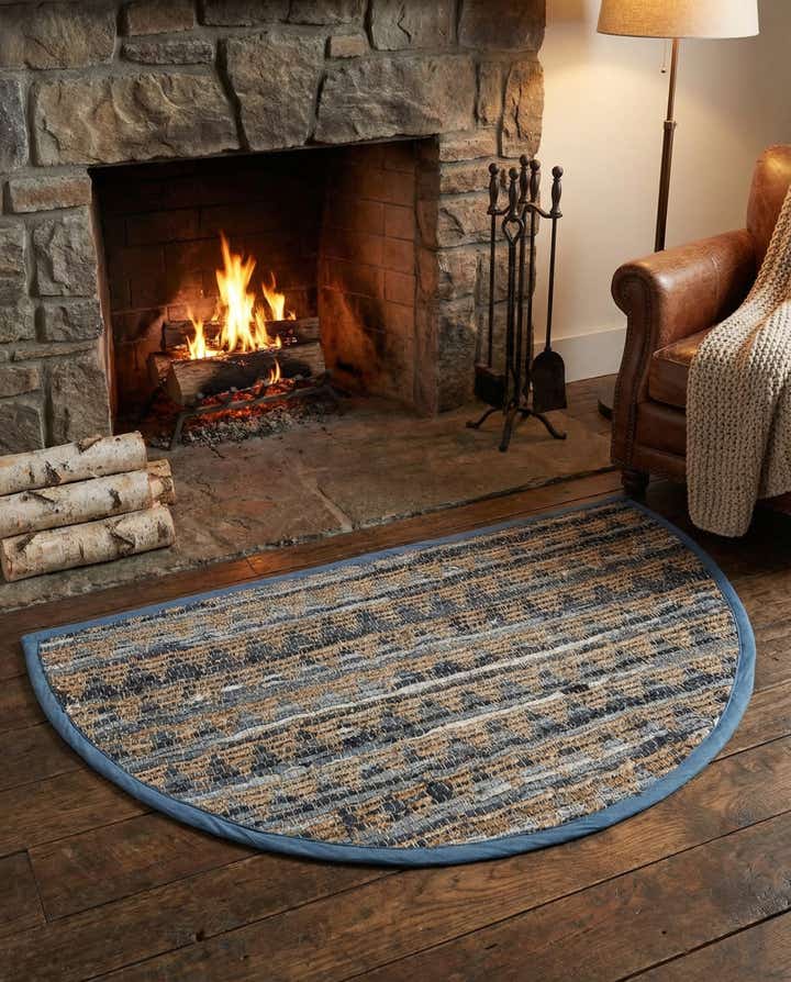 2' 2 x 3' 7 Hand Woven Chindi Jute Hearth Rug