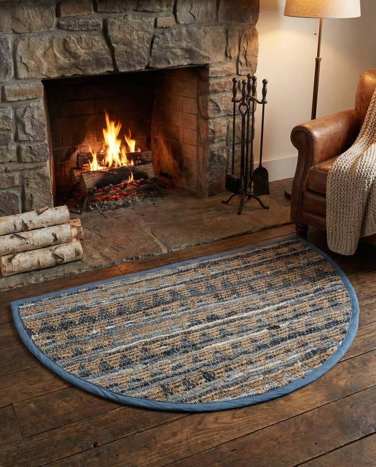 Detail image of 2' 2 x 3' 7 Hand Woven Chindi Jute Hearth Rug