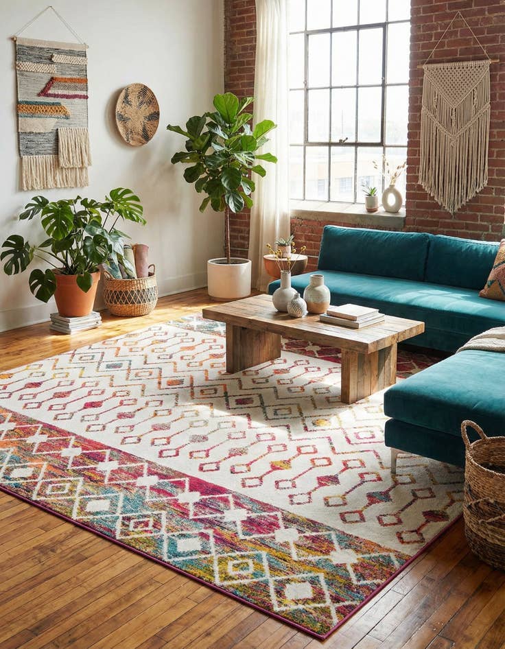 Detail image of  10' x 10' Moroccan Trellis Square Rug