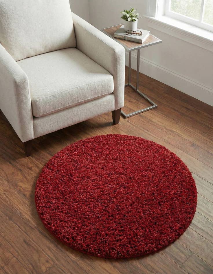 Detail image of 3' x 3' Solid Shag Round Rug