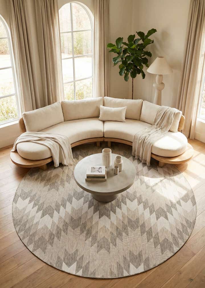 12' x 12' Easy-Clean Modern Indoor / Outdoor Round Rug