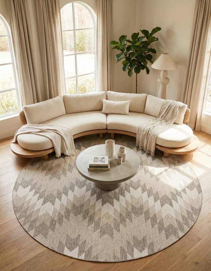 Detail image of 12' x 12' Easy-Clean Modern Indoor / Outdoor Round Rug