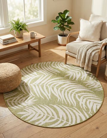 6' x 6' Easy-Clean Botanical Indoor / Outdoor Round Rug