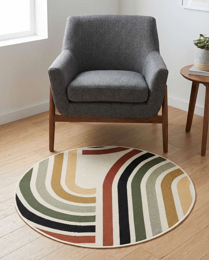 3' x 3' Easy-Clean Modern Indoor / Outdoor Round Rug