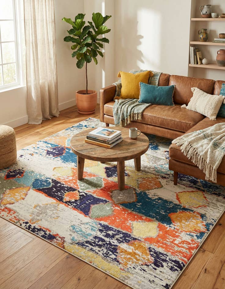 Detail image of 7' 10 x 7' 10  Washable Vivid Square Rug