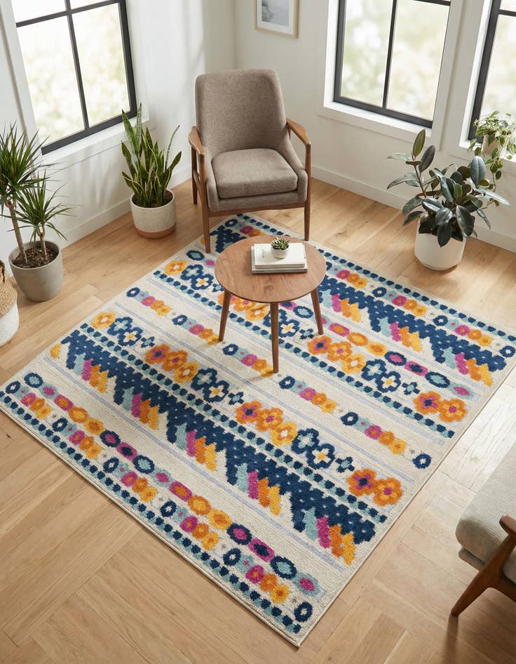 Detail image of 5' 3 x 5' 3  Washable Aruba Indoor / Outdoor Square Rug