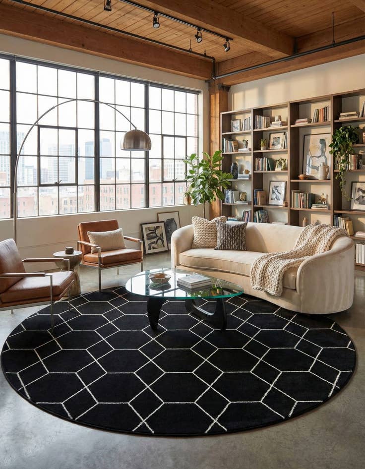 Detail image of 12' x 12' Trellis Frieze Round Rug