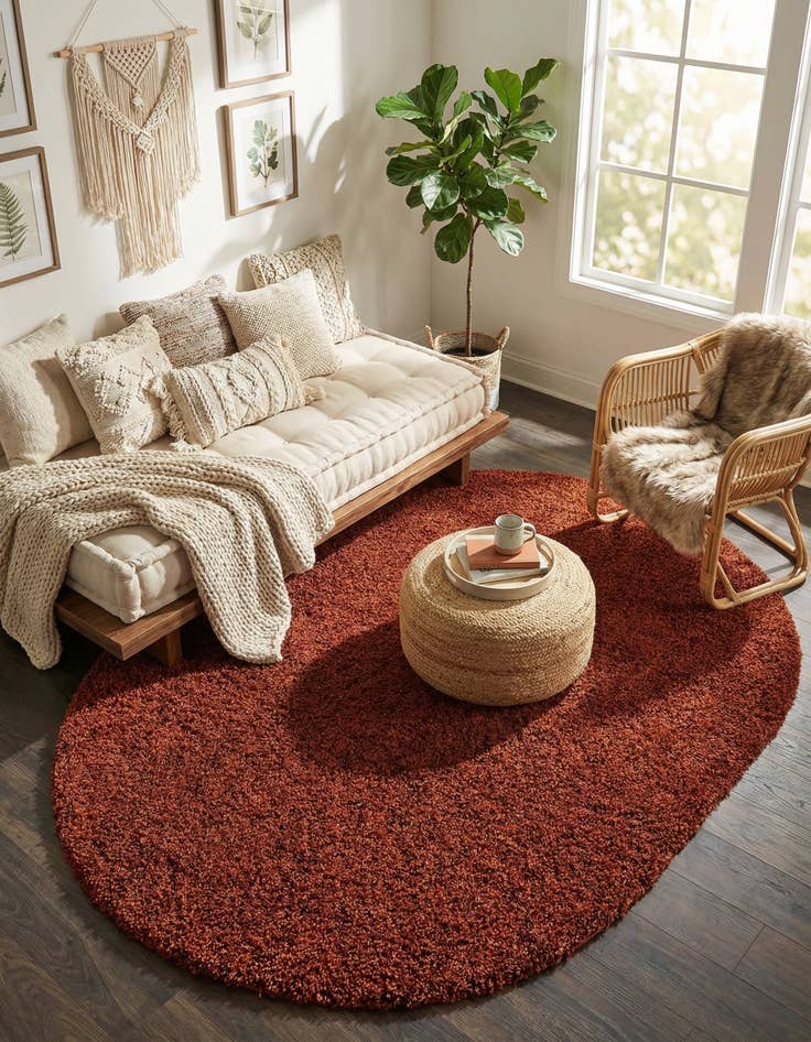 Detail image of 7' 10 x 10' Solid Shag Oval Rug