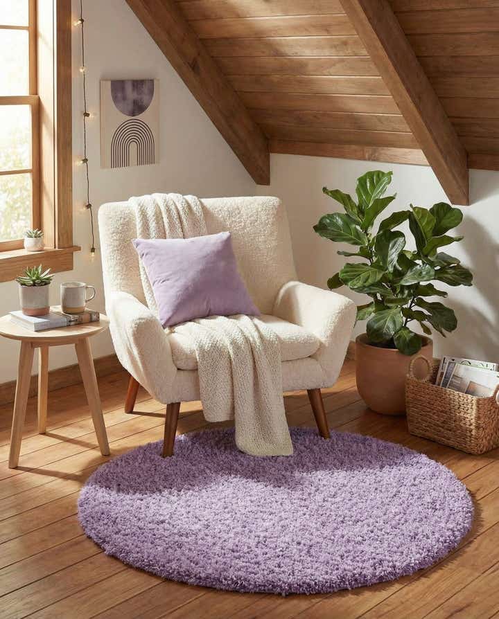 3' x 3' Solid Shag Round Rug