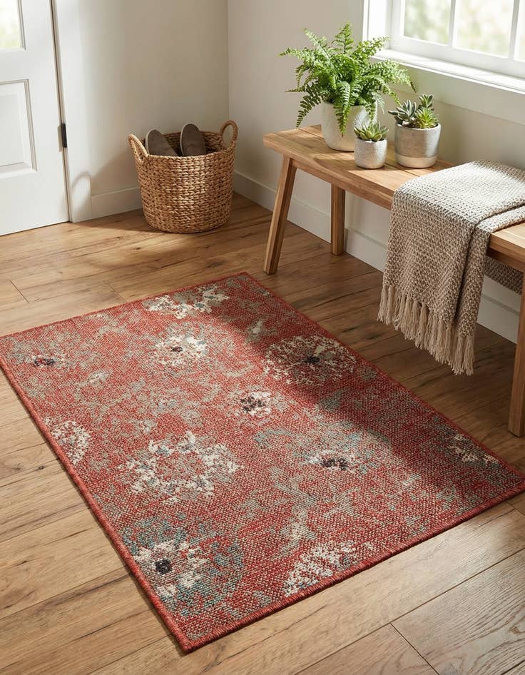 Detail image of 2' x 3' Washable Botanical Indoor / Outdoor Rug