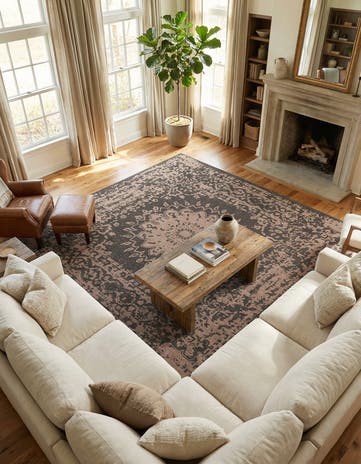 13' x 13' Easy-Clean Traditional Indoor / Outdoor Square Rug