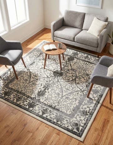 Ivory and Gray Miranda Square Rug