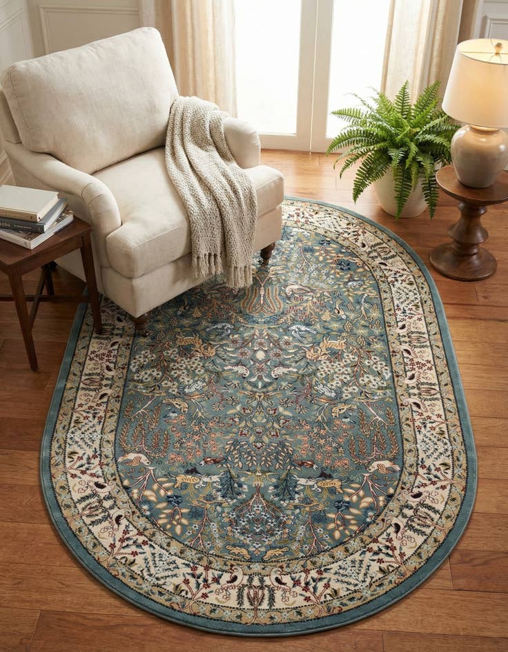 Detail image of  5' 3 x 8' Nain Design Oval Rug