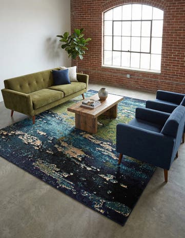 Navy Blue Washable Casablanca Rug