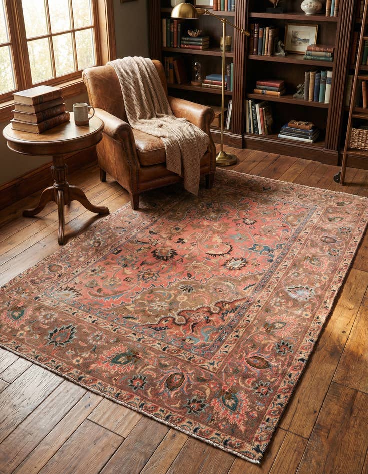 Detail image of 3' 9 x 5' 10 Hand Knotted Ultra Vintage Persian Wool Rug