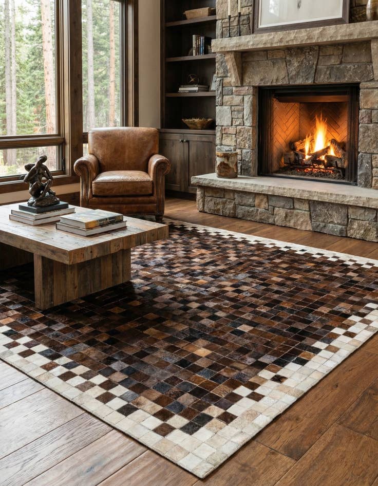 Detail image of 5' 1 x 7' 10 Cowhide Stocks Rug