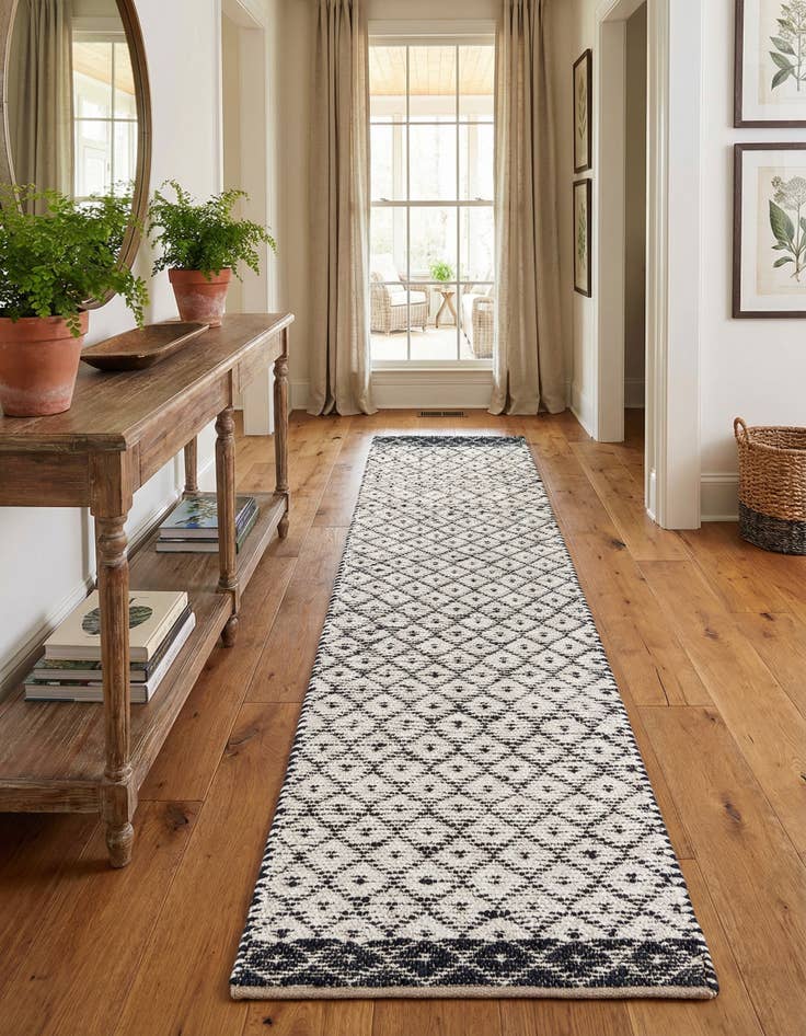 Detail image of  2' 7 x 13' 1  Hand Woven Chindi Trellis Runner Rug