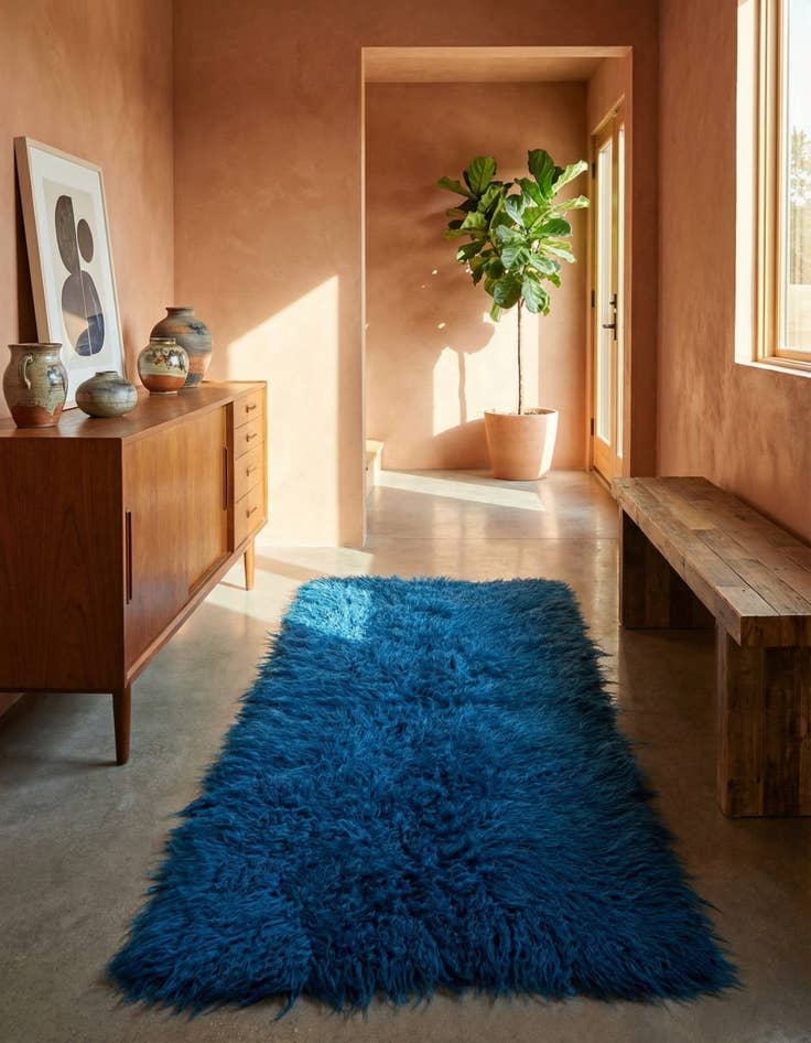 Detail image of 2' 3 x 4' 6 Hand Knotted Moroccan Wool Runner Rug