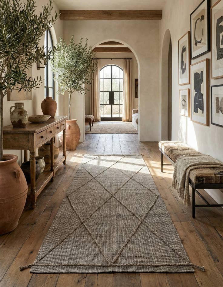 Detail image of 6' 1 x 12' 1 Hand Knotted Moroccan Wool Runner Rug