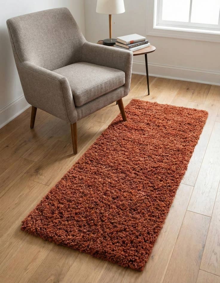 Detail image of 2' x 4' Solid Shag Runner Rug