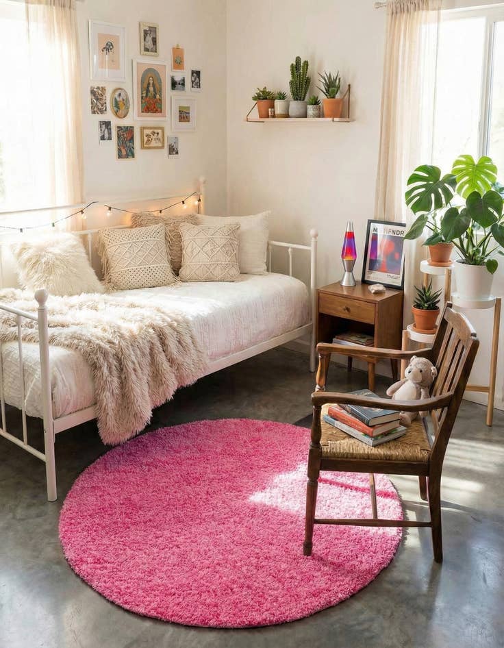 Detail image of 4' x 4' Solid Shag Round Rug