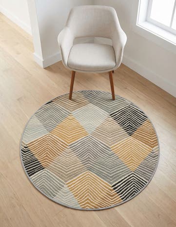 3' x 3' Easy-Clean Modern Indoor / Outdoor Round Rug
