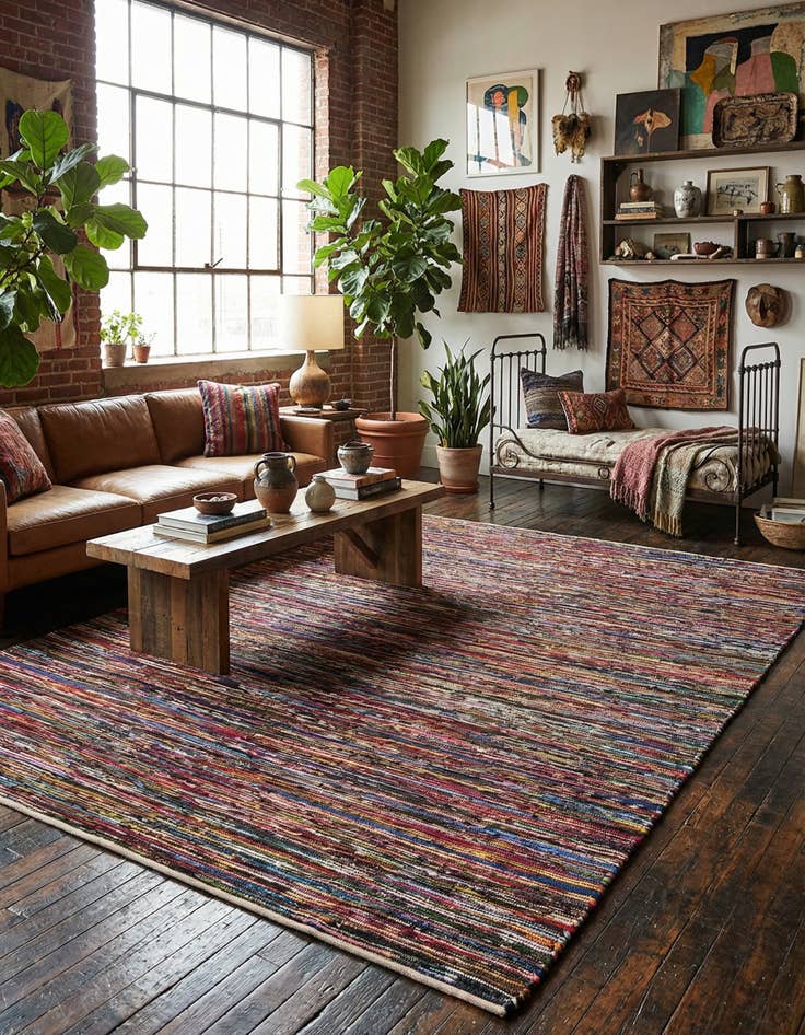 Detail image of 10' x 14' 1 Hand Woven Chindi Cotton Rug