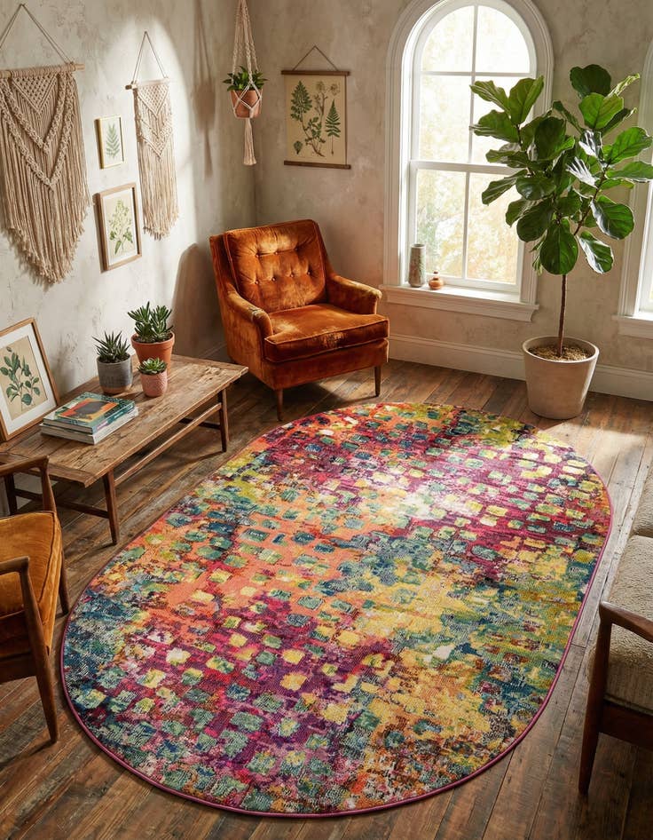 Detail image of 5' x 8'  Washable Barcelona Oval Rug