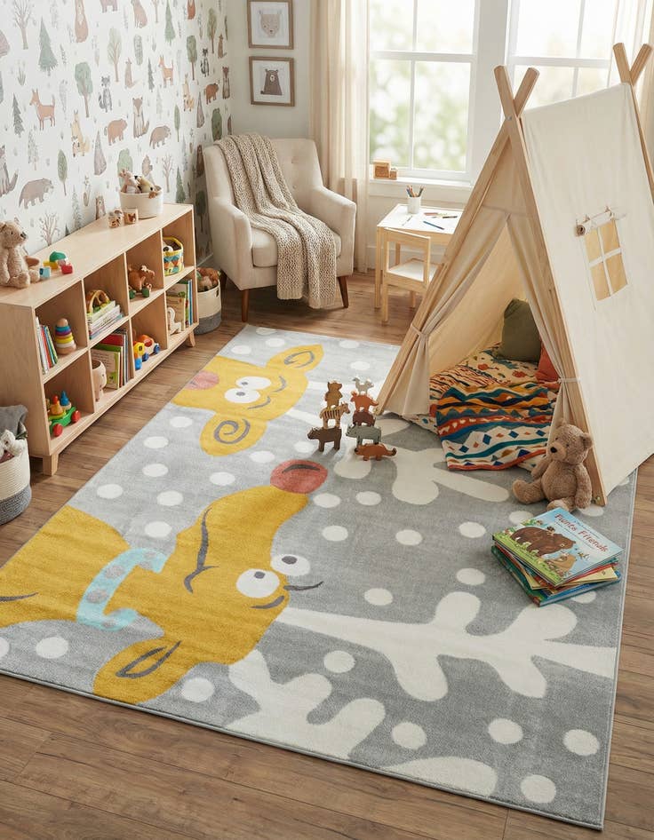 Detail image of 7' 10 x 10' Reindeer Whimsy Kids Rug