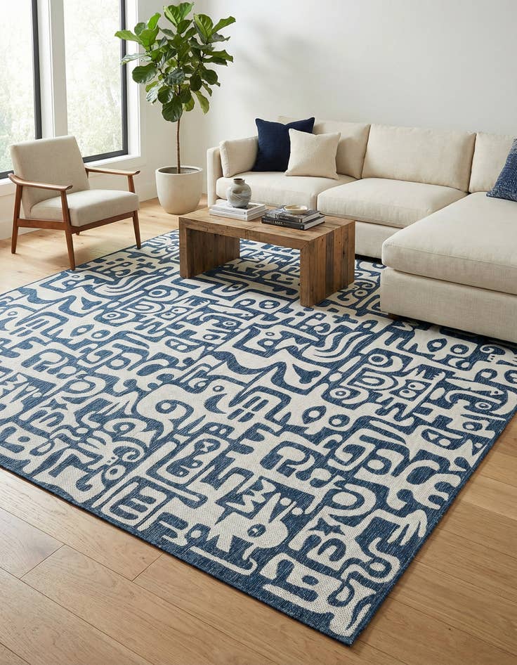 Detail image of 13' x 13' Washable Modern Indoor / Outdoor Square Rug
