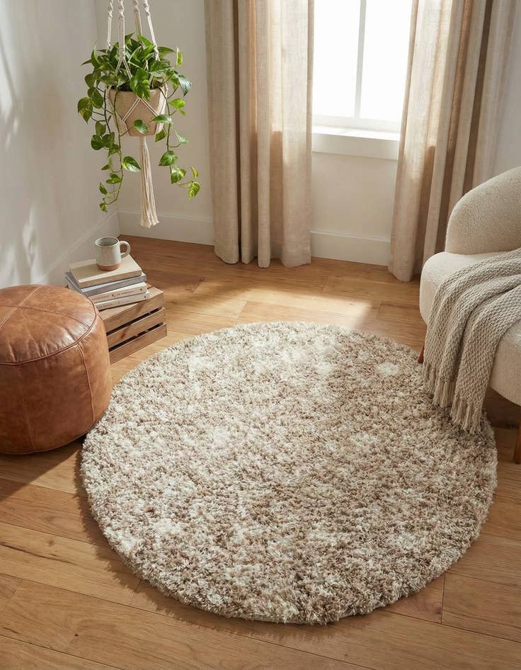 Detail image of 3' x 3' Moroccan Trellis Shag Round Rug