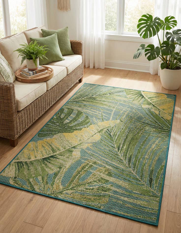 Detail image of 4' x 6' Washable Botanical Indoor / Outdoor Rug