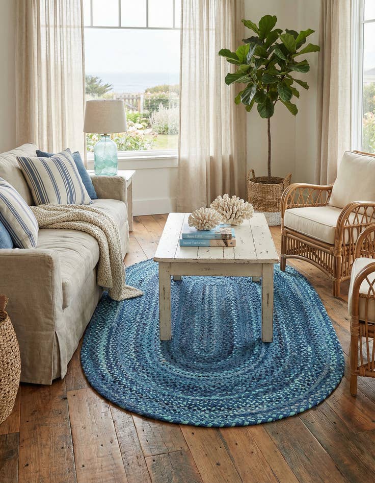 Detail image of 5' 1 x 8' Handmade Braided Chindi Oval Rug