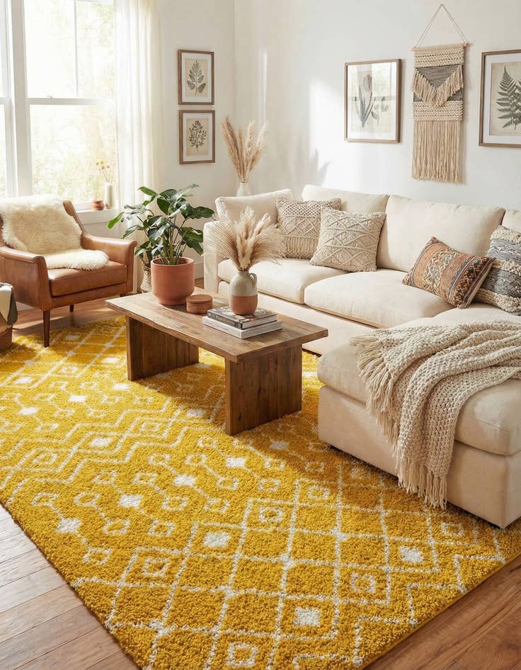 Detail image of 10' x 14' Moroccan Trellis Shag Rug