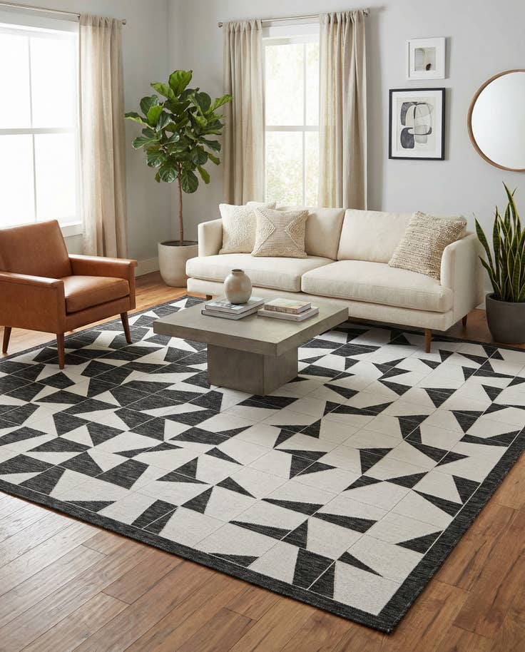 Detail image of 10' x 10' Easy-Clean Modern Indoor / Outdoor Square Rug