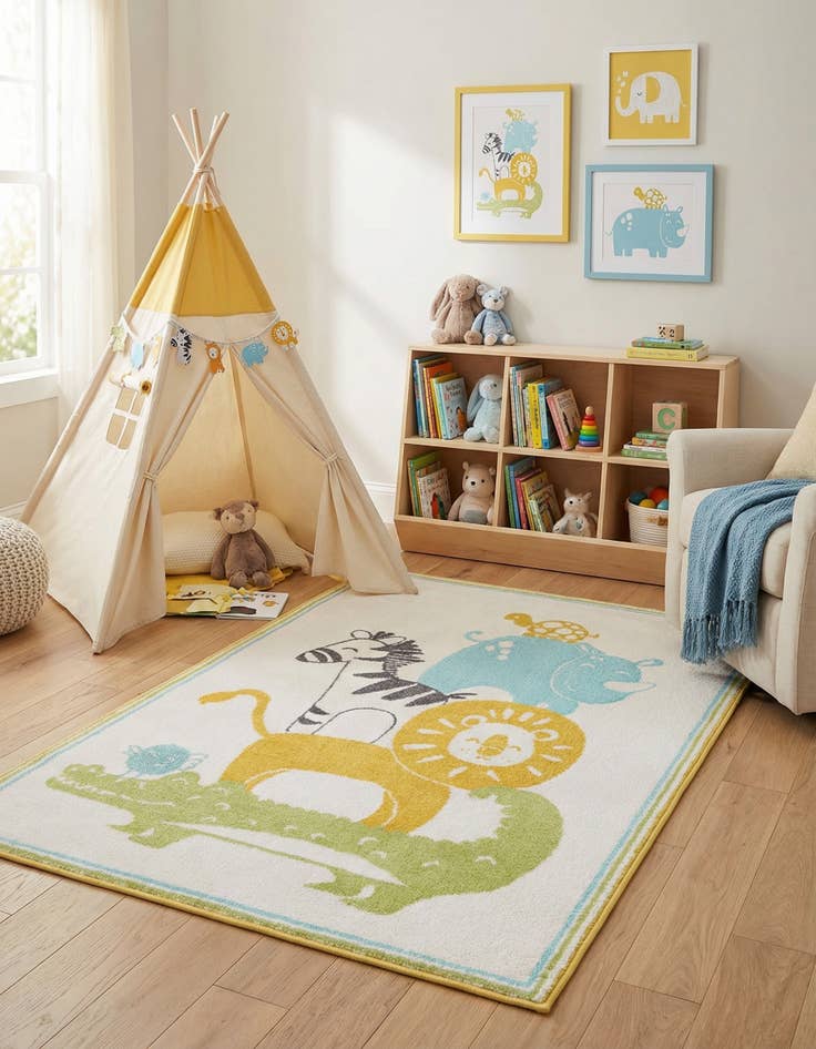 Detail image of 4' x 6' Animals Whimsy Kids Rug