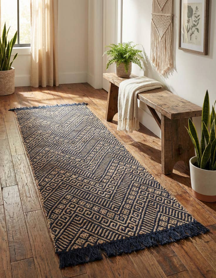 Detail image of 2' x 6' 1 Handmade Braided Jute Runner Rug