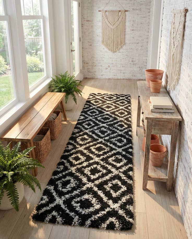 Detail image of 2' x 8' Trellis Shag Runner Rug