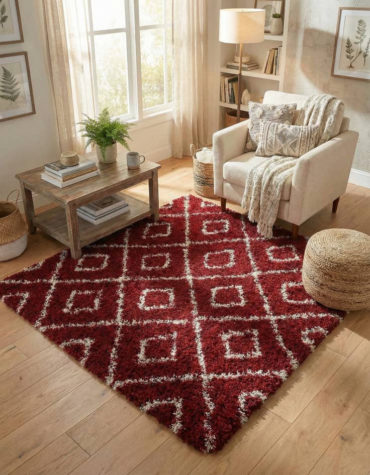 Detail image of 5' 3 x 5' 3 Lattice Shag Square Rug