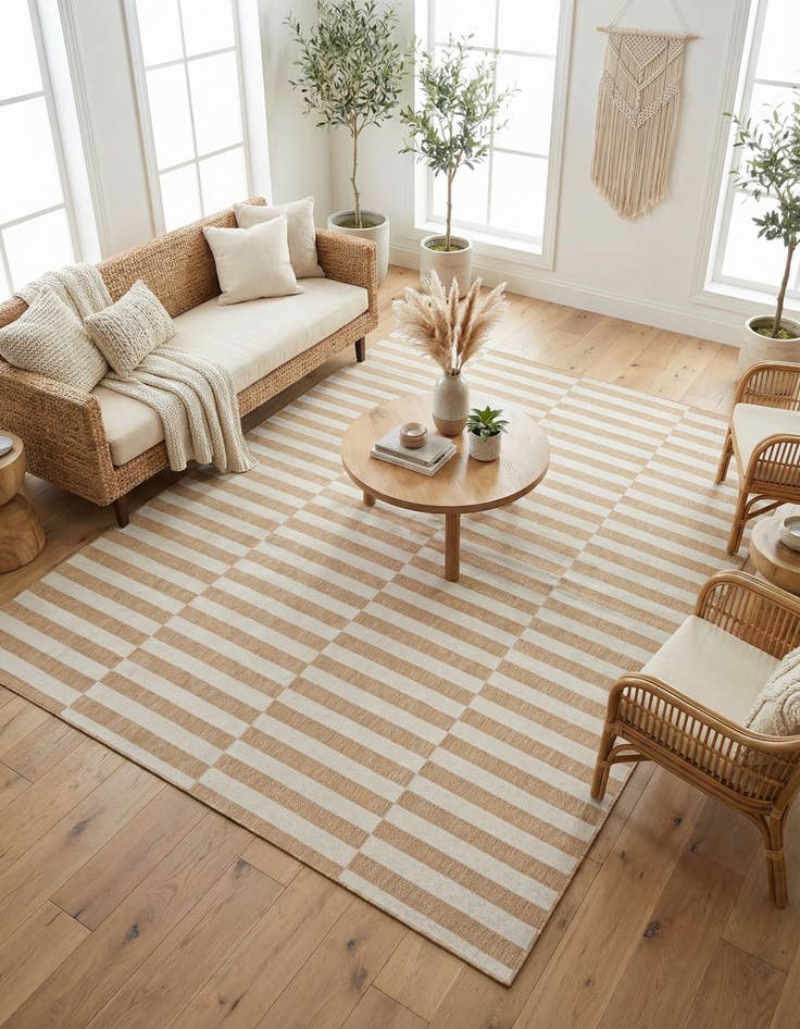 Detail image of 7' 10 x 10' Easy-Clean Striped Indoor / Outdoor Rug