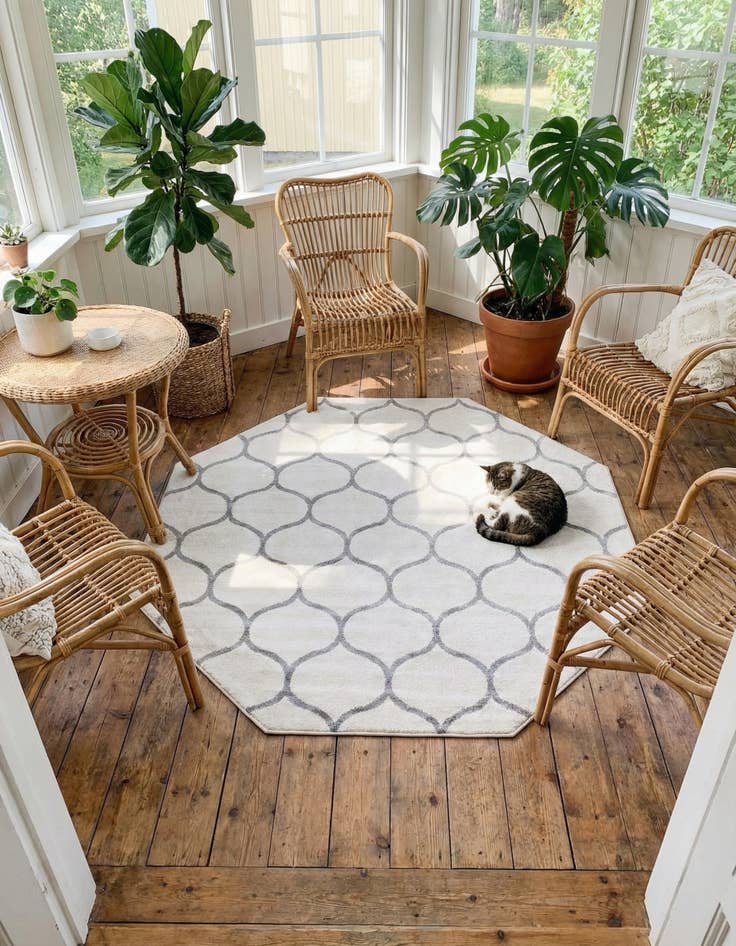 Detail image of 5' 3 x 5' 3 Trellis Frieze Octagon Rug