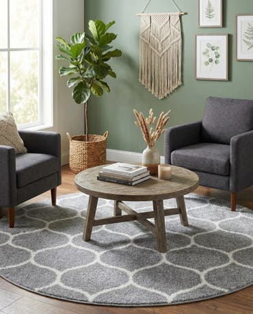  6' x 6' Lattice Frieze Round Rug