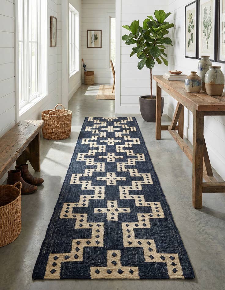 Detail image of 2' 7 x 12' Hand Woven Kilim Wool Runner Rug