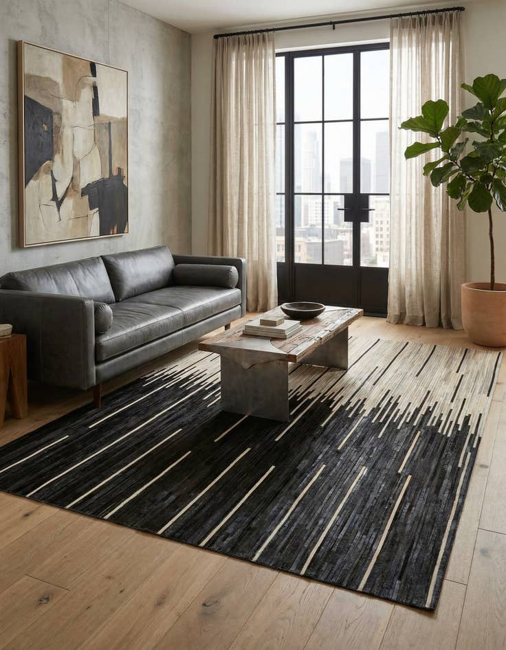 Detail image of 5' 3 x 8' Cowhide Leather Rug